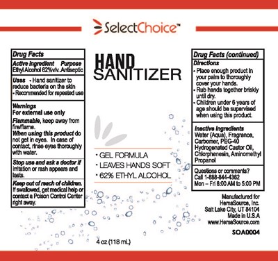118 mL Label (Selectchoice Hand Sanitizer)